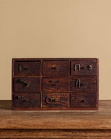 9 Drawer Tabletop Hardware Chest, American, 1930's - Lone Fox