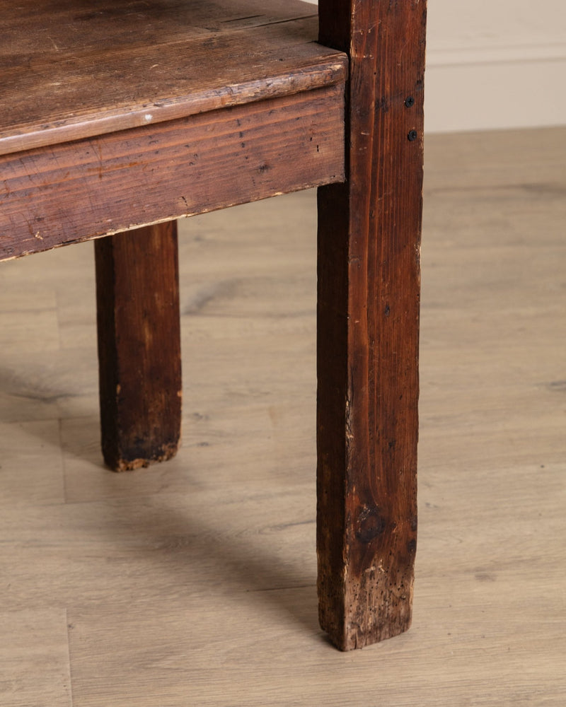 90" Antique Wood Bench w/ Shapely Top Edge - Lone Fox