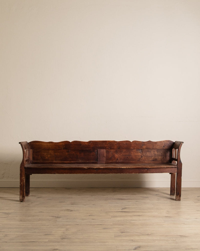 90" Antique Wood Bench w/ Shapely Top Edge - Lone Fox