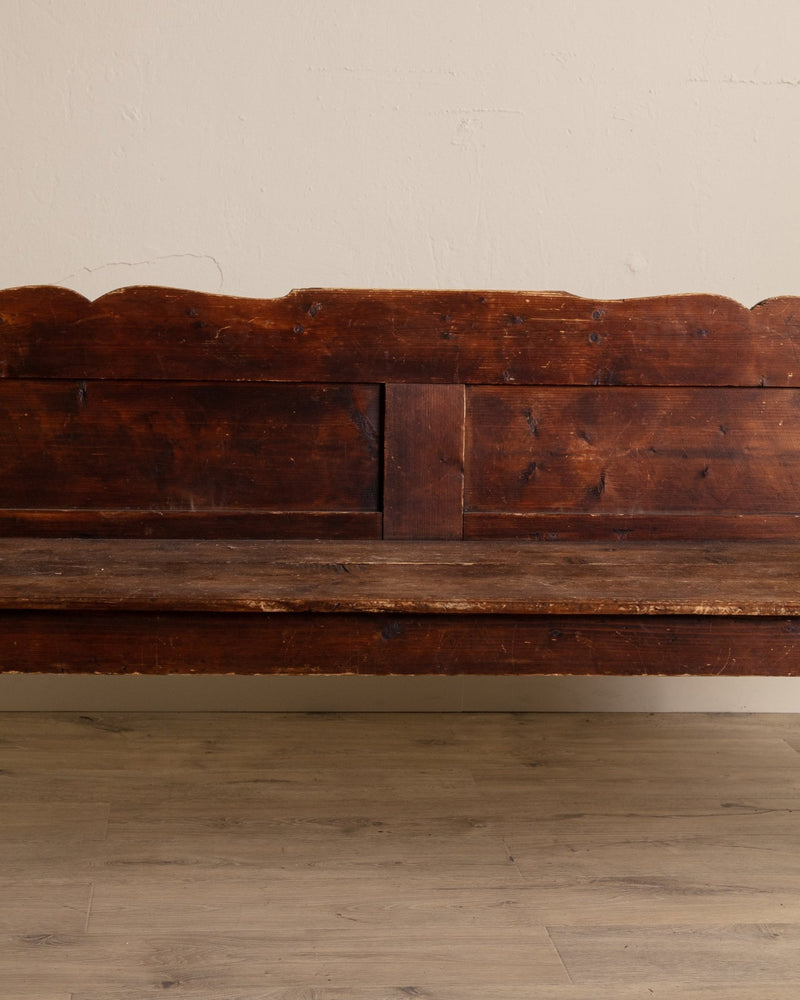 90" Antique Wood Bench w/ Shapely Top Edge - Lone Fox