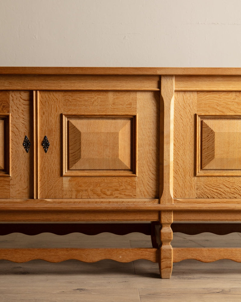 92" Danish Oak Sideboard w/ Wavy Apron by Henning Kjaernulf, 1970s's - Lone Fox