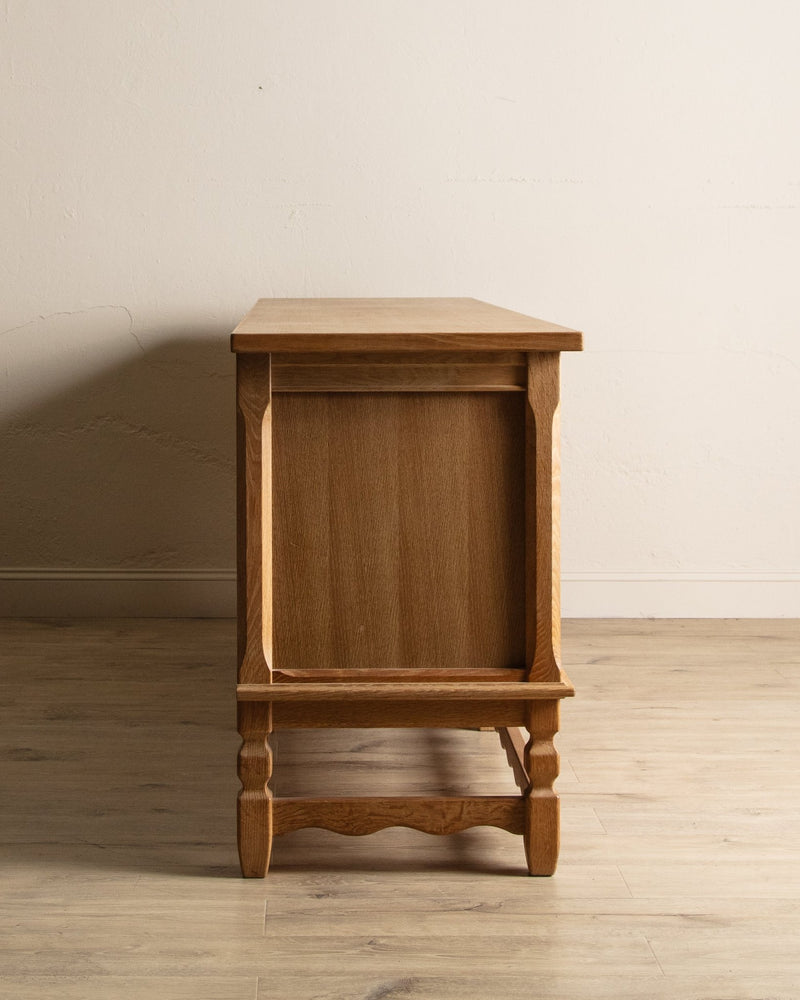 92" Danish Oak Sideboard w/ Wavy Apron by Henning Kjaernulf, 1970s's - Lone Fox