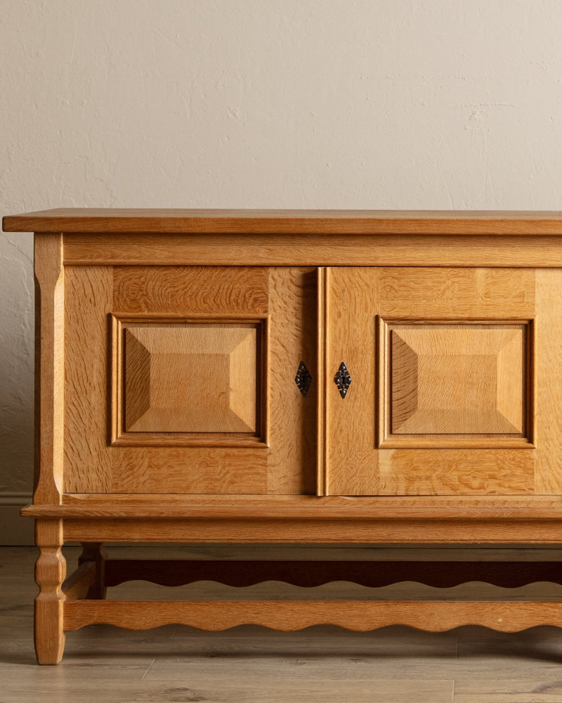 92" Danish Oak Sideboard w/ Wavy Apron by Henning Kjaernulf, 1970s's - Lone Fox