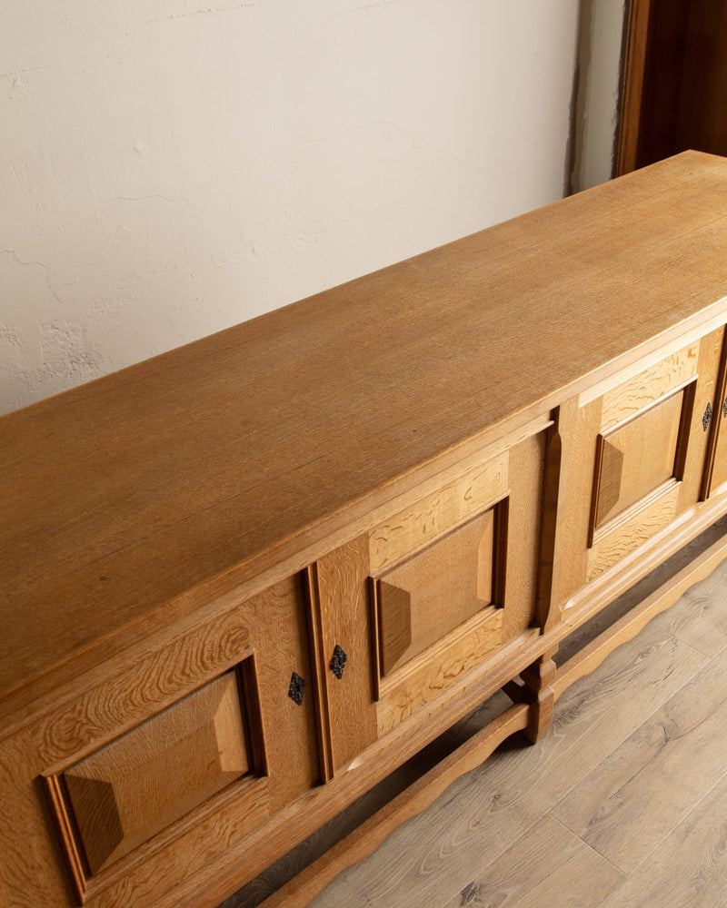 92" Danish Oak Sideboard w/ Wavy Apron by Henning Kjaernulf, 1970s's - Lone Fox