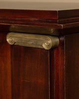 92" Mahogany & Bronze Pillar Mount Sideboard Manner of Andre Arbus, France, 1950's - Lone Fox