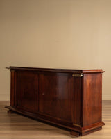 92" Mahogany & Bronze Pillar Mount Sideboard Manner of Andre Arbus, France, 1950's - Lone Fox