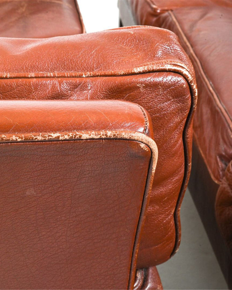 Danish Leather Loveseat, Manner of Mogens Hansen