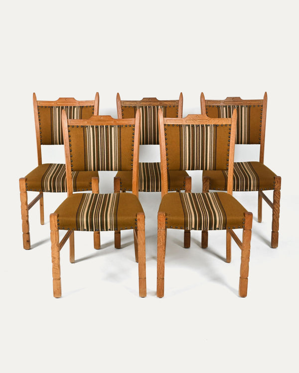 Upholstered Oak Dining Chairs (Set of 5)