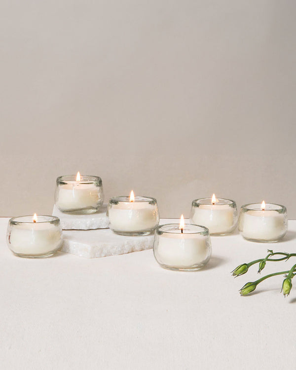 Hammered Glass Mini-Votive Candles (Set of 6)
