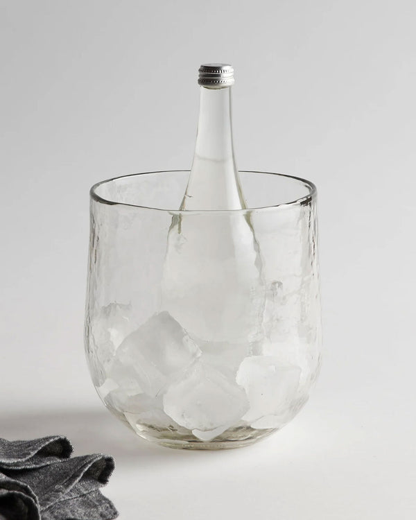 Hammered Glass Ice Bucket / Vase
