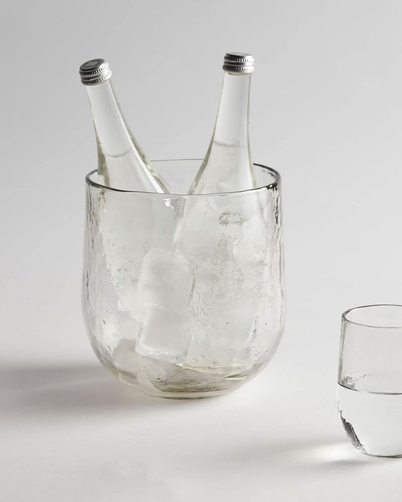 Hammered Glass Ice Bucket / Vase