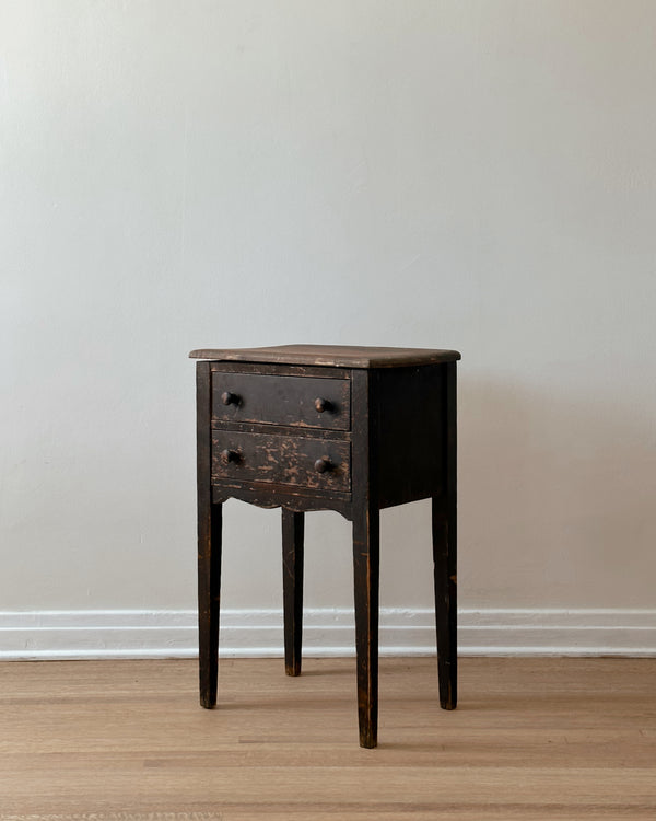 19th Century 2 Drawer Dark Wood Side Table