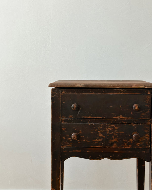19th Century 2 Drawer Dark Wood Side Table