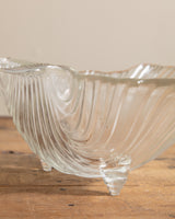 Footed Fluted Glass Shell Bowl, European, Mid-20th Century