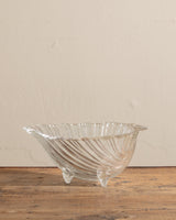 Footed Fluted Glass Shell Bowl, European, Mid-20th Century