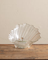 Footed Fluted Glass Shell Bowl, European, Mid-20th Century