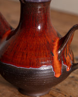 Red Drippy Studio Pottery Teapot, Signed, United States, 1970s