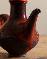 Red Drippy Studio Pottery Teapot, Signed, United States, 1970s