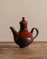 Red Drippy Studio Pottery Teapot, Signed, United States, 1970s