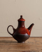 Red Drippy Studio Pottery Teapot, Signed, United States, 1970s
