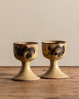 Handpainted Studio Pottery Chalices, Signed, Set of 2, United States, 1970s