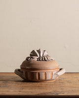 Terracotta Shell Lidded Studio Pottery Bowl, Signed, United States, 1970s