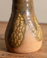 Tall Green Drippy Terracotta Studio Vase, Signed, United States, 1970s
