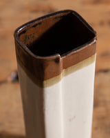 Tall Rectangular Hand Painted Botanical Studio Vase, Signed, United States, 1970s