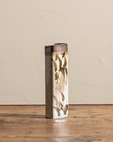 Tall Rectangular Hand Painted Botanical Studio Vase, Signed, United States, 1970s