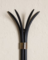 Brass and Black Three-Arm Wall Candle Sconce, Scandinavian, Mid-20th Century