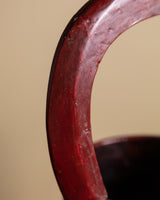 Red Lacquered Wooden Decorative Basket, Asian, Early 20th Century