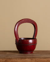 Red Lacquered Wooden Decorative Basket, Asian, Early 20th Century