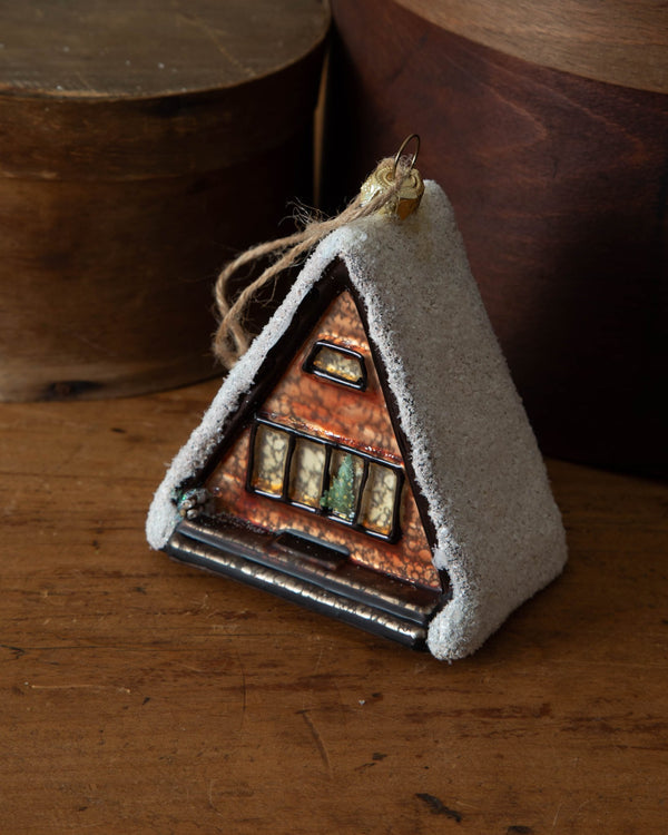 A - Frame Cabin Glass Ornaments - Lone Fox