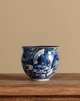 Abstract Blue and Green Painted Studio Pottery Bowl, 1970s - Lone Fox