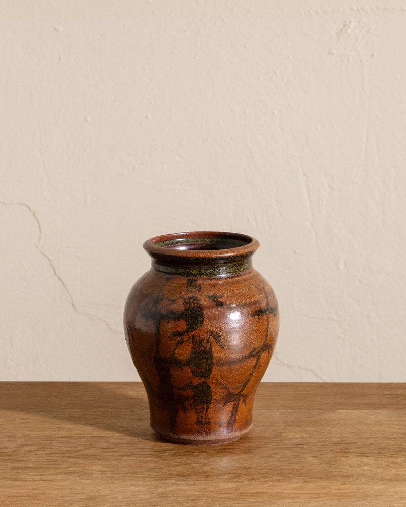 Abstract Earthy Studio Pottery Vase, Signed - Lone Fox