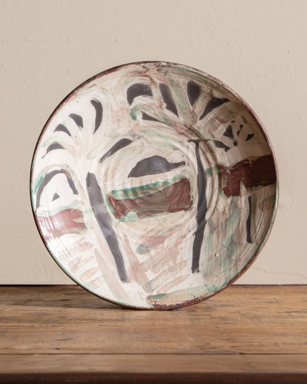 Abstract Hand Painted Studio Serving Dish, Signed - Lone Fox