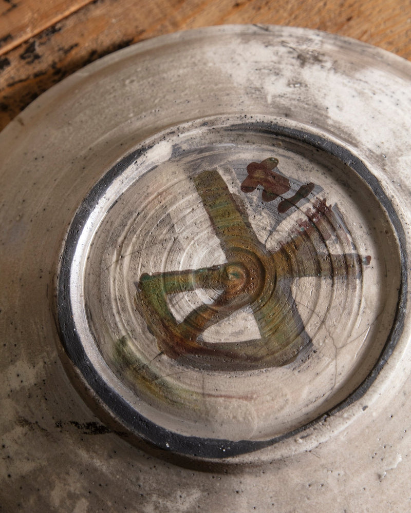 Abstract Hand Painted Studio Serving Dish, Signed - Lone Fox