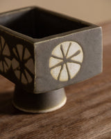 Abstract Studio Pottery Rectangle Pedestal Vase, 1970s - Lone Fox