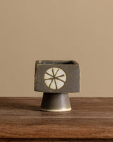 Abstract Studio Pottery Rectangle Pedestal Vase, 1970s - Lone Fox