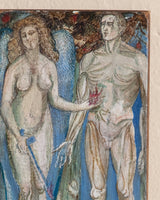 Adam & Eve Folk Style Oil Painting, 1960's - Lone Fox