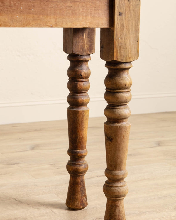 Aged Pine Turned Leg Console w/ Iron Hardware - Lone Fox