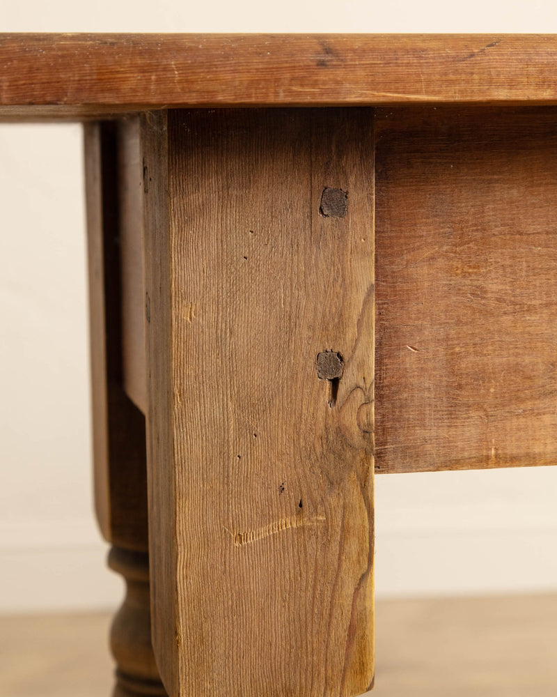 Aged Pine Turned Leg Console w/ Iron Hardware - Lone Fox