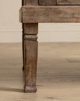 Aged Spanish Wood Cabinet w/ Carved Crown - Lone Fox