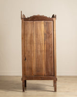 Aged Spanish Wood Cabinet w/ Carved Crown - Lone Fox