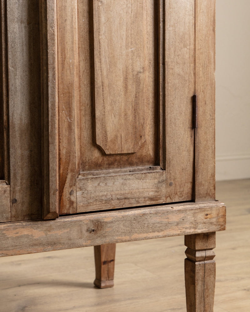 Aged Spanish Wood Cabinet w/ Carved Crown - Lone Fox