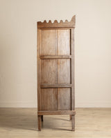 Aged Spanish Wood Cabinet w/ Carved Crown - Lone Fox