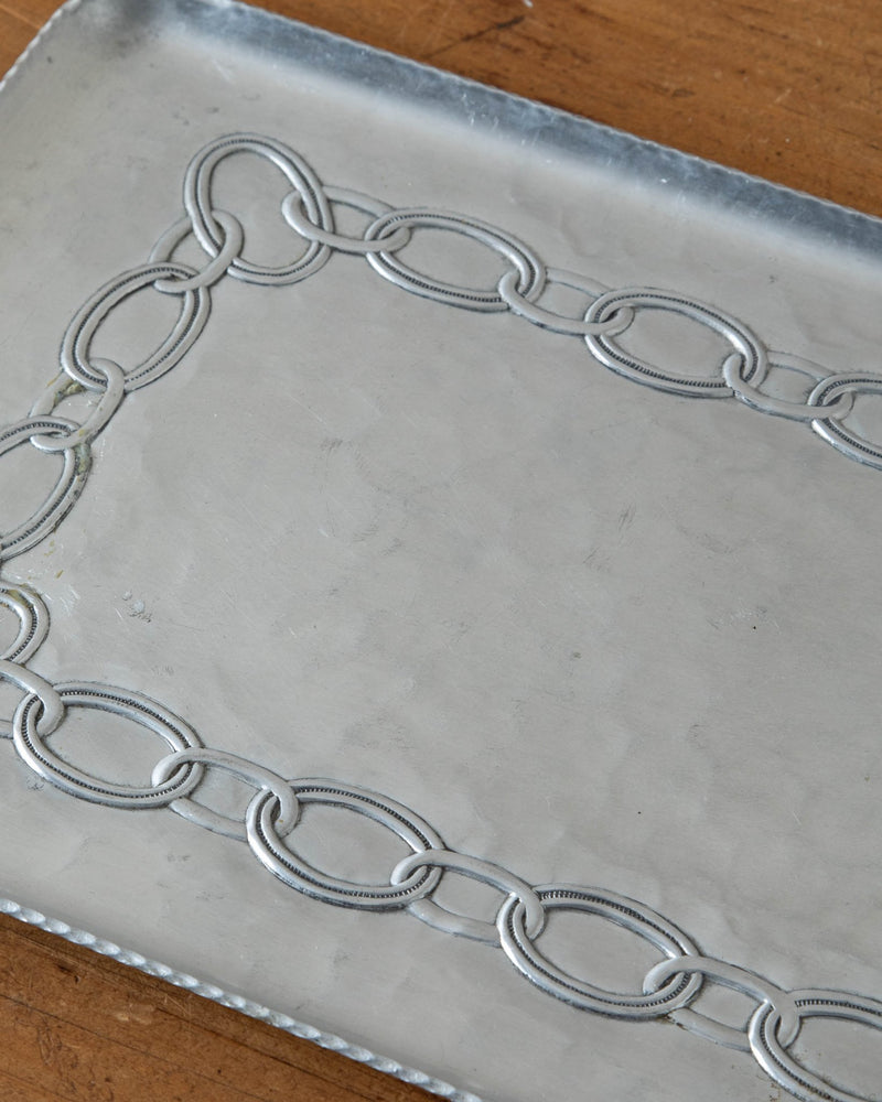 Aluminum Tray w/ Chain Detailing, Signed - Lone Fox