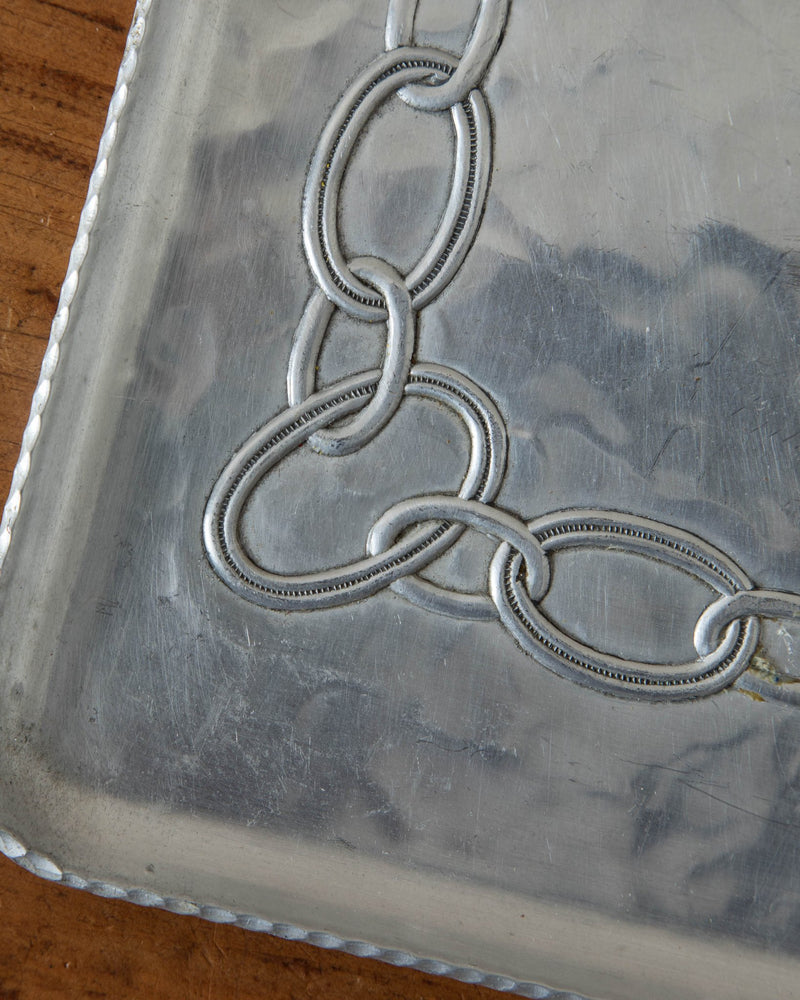 Aluminum Tray w/ Chain Detailing, Signed - Lone Fox