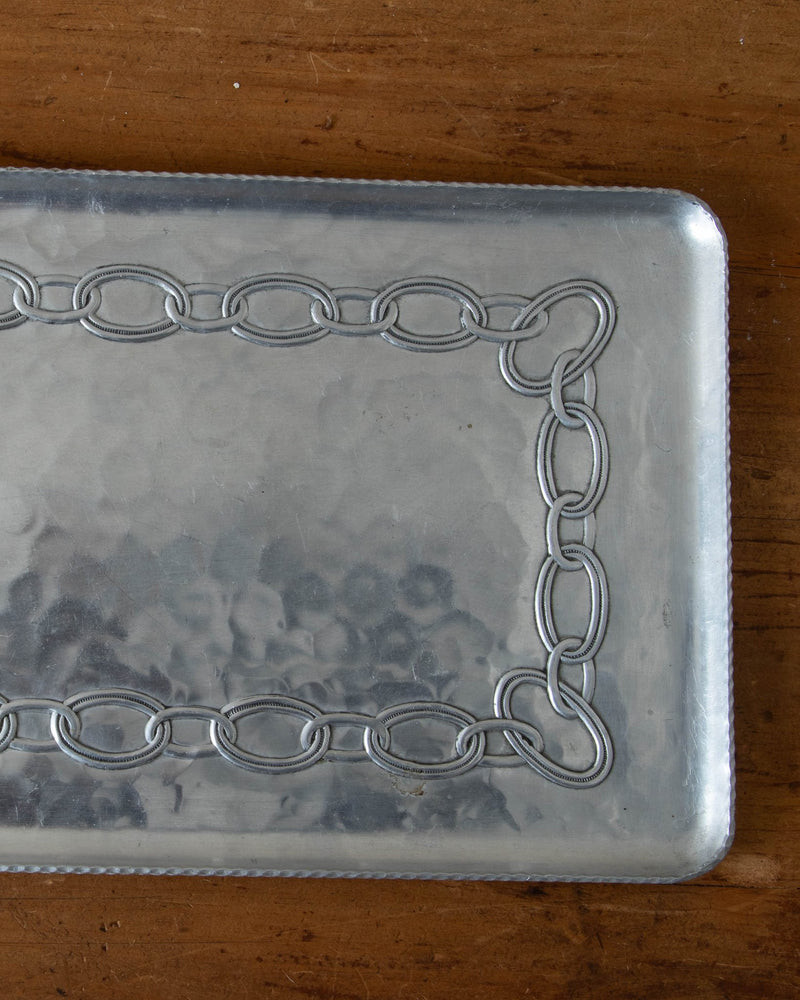 Aluminum Tray w/ Chain Detailing, Signed - Lone Fox