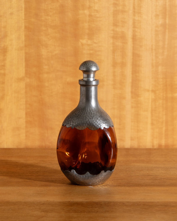 Amber Glass & Hammered Pewter Decanter - Lone Fox